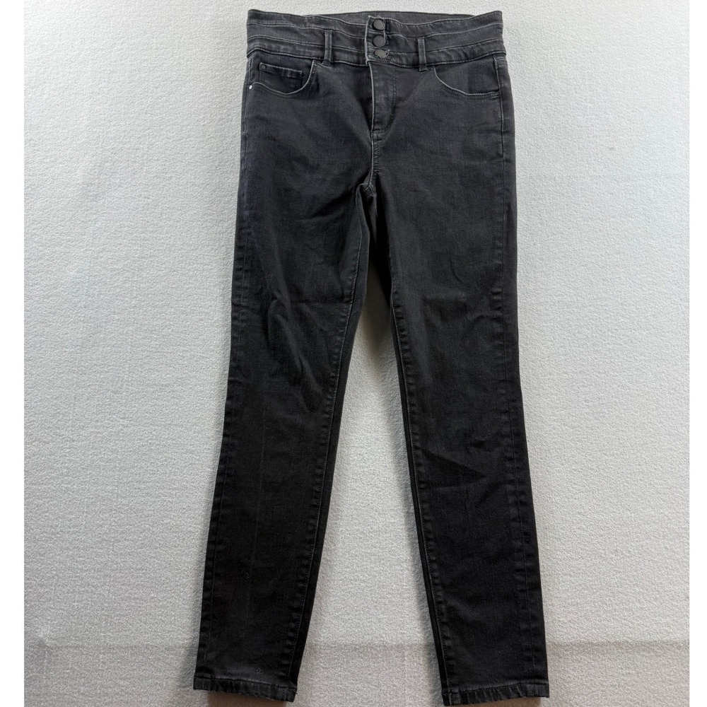 Ann Taylor Skinny Jeans Women 6P Black High Rise Triple Button 29x26